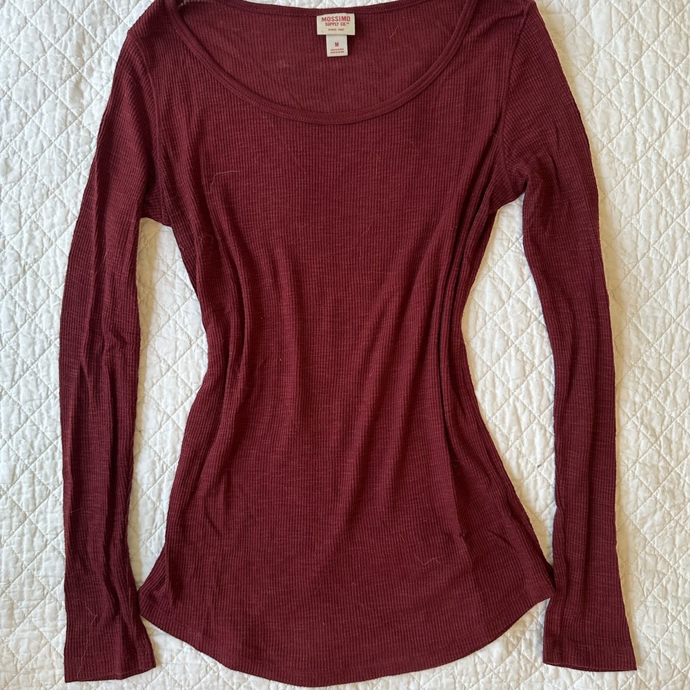 Mossimo Supply Co. Burgundy Long Sleeve Top